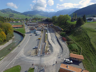 Baustelle der neuen Unterhaltsanlage der Appenzeller Bahnen in Schwende.